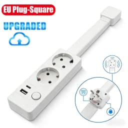Rotates 180° Electrical Outlet Extender Adjustable Length Extension Cable US Plug Home Wall Desktop Ground Electric Socket