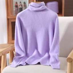 100% Pure Mink Fur Sweater Women's Pullover High Neck Knitted Sweater Autumn Winter New Item Pile Collar Thick Soft Base Sweater