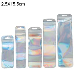 30pcs Long Laser Plastic Self Sealing Storage Bag Necklace Display Colorful Ziplock Pouch Zip Zipper Lock Bags Jewelry Packaging