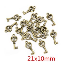 40pcs Key Charms Pendants Antique Bronze plated Metal Retro Slower Heart Keys Charm DIY Jewelry Making Accessories Necklace