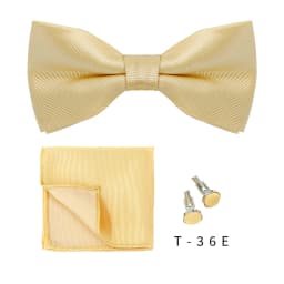 Solid Bowtie Pocket Square Cufflinks Set Business Men Neck 3pcs Bow Ties Handky Cufflinks Set Pocket Handkerchiet Accessories