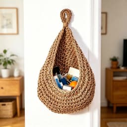 Handwoven Hanging Wall Fruit Vegetable Basket Organizer Container Decor for Kitchen Garden Mount Wall Plant Flower Onion Storag