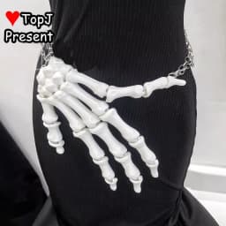 Gothic Punk Waist Chain Skeleton Hand Design Belt Edgy Cosplay Subculture Fashion Accessory Vintage Lolita Waist Belt for Women