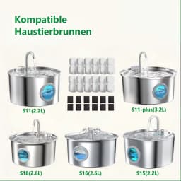 6/12 Cat Fountain Filters Sponges Set Replacement Compatible with ATMZIQXR&GIOTOHUN S11 Stainless Steel Pet Water Dispenser