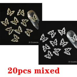 10Pcs 3D Crystal Butterfly Nail Charms Hollow Shape with Rhinestones for DIY Nail Art Decorations 8*8.5mm Shiny Butterfly Gems 9