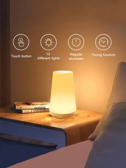 13 RGB Colors LED Night Light for Children Baby Bedroom Decoration Dimmable Touch Lamp Portable Rechargeable Bedside Table Lamp