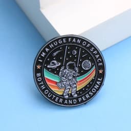 I'm a Huge Fan of Space Enamel Pin - Cartoon Astronaut & Rainbow Lapel Badge for Backpack DIY Gift