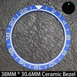 Sloping 38mm * 30.6mm Ceramic/Aluminum Blue Luminous Bezel GMT and Diving Watch Insert Fit for 40mm Watch Case Replacement Watch