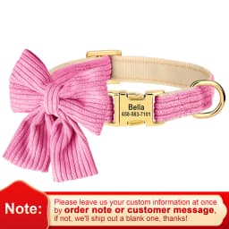 Free Personalized Dog Collar with Cute Bowknot Soft Velvt Pet Puppy Collars Necklace Adjustable For Small Medium Dogs Chihuahua