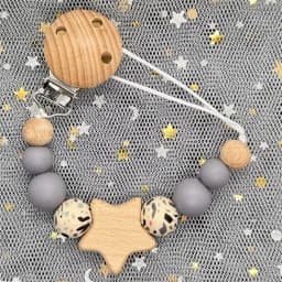 Custom Personalized Name Baby Pacifier Clip Bear Pacifier Chain Holder for Baby Teething Soother Chew Toy Food Grade Dummy Clips