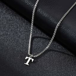 Vnox Simple A-Z Letter Necklace for Men, Waterproof Stainless Steel 26 Letters Pendant Necklace,Men’s Minimal Initial Necklace