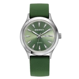 BERNY Men Watch Luminous Week Date Calendar Quartz watches for Men Stainless Steel Soft Silicone Dress Business Wristwatch