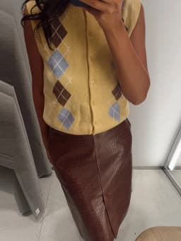 Crocodile Embossed Faux Leather Midi Skirt Front Slit High Waist Bodycon Pencil Skirt Women 2026 Autumn Vintage Fashion Outfit