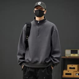 2026 Spring New Men's Large Size Sweatshirt Half Zip Designer Pullover Male Turtleneck Long Sleeve Big Plus 8XL Loose Sport Top
