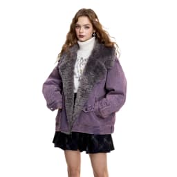 ELFSACK Y2K Vintage Casual Solid Plush Lined Lapel Coat For Women