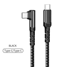120W 0.3m/1m/2m 90 Degree Elbow Nylon Braided Quick Charger Elbow USB C to Type C Cord Cable For iPhone 15 16 17 Samsung Xiaomi