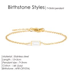 EMANCO Stainless Steel Bangle 7*3MM Square Birthstone Bracelet Sparkling High-end Rhinestone Accessories Gift