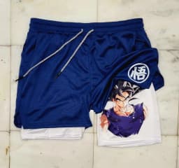 2026 Summer Dragon Ball Men's Shorts Double Two-in-one Shorts Son Goku Printed Quick-drying Fake Two-piece Family Sports Shorts