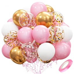 Pastel Pink White Latex Balloons Set Metallic Pink Confetti Balloon Wedding Bridal Shower Baby Shower Girls Birthday Decorations