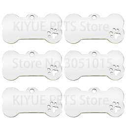 Wholesale 20Pcs Personalized Collar Stainless Bone Pet ID Tag Engraved Pet ID Name Puppy Dog Tag Pendant Bone Pet Accessories