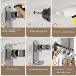 Wall Mounted Wall-Mounted Clothes Hanger New Closet Durable Couple Stainless Steel Folding Retractable Hook Home