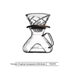MUVNA Tornado Glass Coffee Server 450ml-Barista Grade Hand Drip Carafe,Leak-Proof Spout,Heat-Resistant for Pour Over/Iced Brew