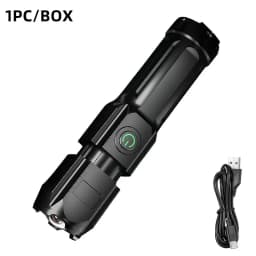 5000LM Ultra Bright Tactical Light Built-in Battery Powerful P70 LED Flashlights Emergency Spotlight Telescopic Zoom Flash Light