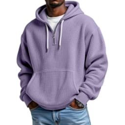 2027 Spring Autumn Men's Hooded Hoodie Solid Japan Style Vintage Sweatshirts Male Loose Streetwear Half Zipper Hooded Hoodies