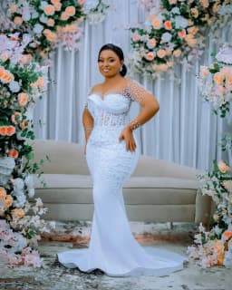 Customized Exquisite Illusion Handmade Beads Appliques Mermaid Wedding Dress Long Sleeves De Novias with Removable Skirt