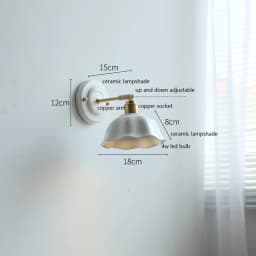IWHD White Ceramic LED Wall Light Fixtures Copper Arm Socket Bedroom Living Room Beside Lamp Modern Wandlamp Applique Murale