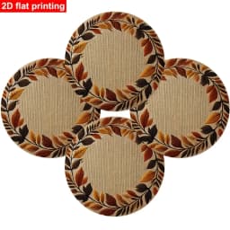 4/6/10pcs Placemat Round 2D Flat Autumn Leaf Wreath Print Table Mat Retro Fall Color Heat Insulation Dining Decor Pad