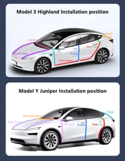 For Tesla Model Y Juniper Door Seal Strip Soundproof Rubber Weatherstrip for Model 3 Highland B-Pillar Sealing Noise Reduction