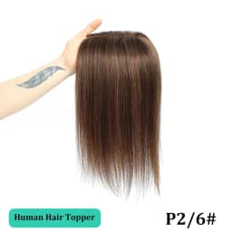 10-18 Inches Hair Topper with Clips 100% Remy Human Hair Toppers For Thin Hair Natural Color Clip In One Piece Hair Extensions