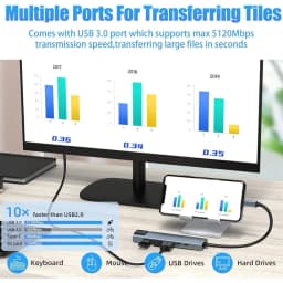 USB C Hub 7/8 in 1 4K HDMI Adapter Splitter with RJ45 USB3.0 2.0 SD/TF Card Reader PD Fast Charge for PC MacBook Notebook Laptop