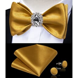Classic White Selr-tie Bowtie with Ring Pocket Square Cufflinks Set Fashion Solid Men's Bow Tie for Wedding Groom Business Knots