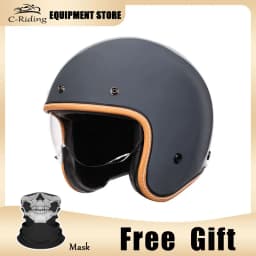 Jet Helmet DOT Open Face Helmet for Men Women Retro 3/4 Motorcycle Helmets Vintage Cafe Racer Half Face Helmet Capacete De Moto