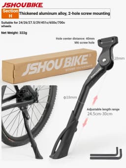 JSHOUBIKE Bicycle Kickstand, Thickened Durable Aluminum Alloy, Adjustable Length Bike Support Stand, For Bicycle and E-Bike