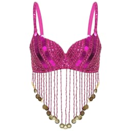 Womens Tassels Belly Dance Costume Shiny Beaded Underwired Bra Sequins Music Festival Party Tops Rave Party Halloween Costumes
