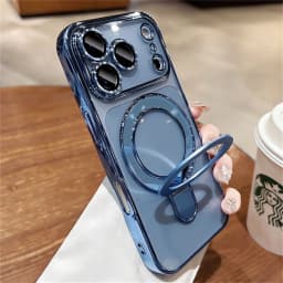 Luxury For Magsafe Bracket Case For iPhone 16 17 18 15 14 13 12 Pro Max 16 Plus Magnetic Ring Stand Holder Clear Acrylic Cover