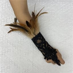 1PC Sexy Lace Feather Gloves Gothic Mesh Sleeve Halloween Party Wedding Stage Dance Performance Sleeve Wrist Cuffs Gloves