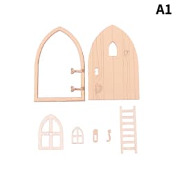 1/12 Scale Dollhouse Miniature 6 Panel Interior Wooden Door Frame DIY Plain Embryo Material Furniture Doll House Accessories
