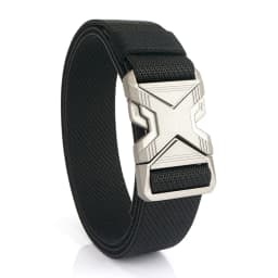 KOLBER New Silver Elastic Belt for Men Metal Buckle Quick Release 3.4cm Casual Belt Tight Woven Stretch Belt Tactical Girdle