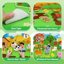 Farm Animals Felt Story Board Set Storytelling Early Learning Interactive Play Kit Wall Hanging Puzzle Toys for Toddlers Gifts