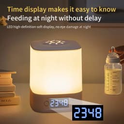 Bedside Led Night Lights Dimmable Charging Desktop Night Lamps with Clock Time Display Night Light Remote Control For Bedside
