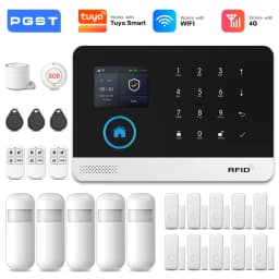 PGST 4G WiFi GSM Wireless Alarm System Home Security Protection Alarm System Set PIR Sensor Works with Tuya Smart Life Alexa