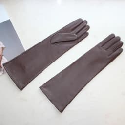 New Women's Long Sheepskin Gloves Thin Silk Inner Touch Screen Solid Color Leather Gloves