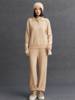 TLOML New Women's 100% Cashmere Knitted Cable Knit Bloomers Pants Autumn Winter Soft Warm Comfy Casual Trousers Cashmere Pants