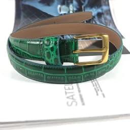 New Genuine Leather Simple Versatile Crocodile Pattern Women's Thin Belt Decoration with Dress Fashion Casual Trouser Straps