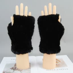 2026 New Fashion Real Rex Rabbit Fur Gloves Women Winter Genuine Fur Mittens Girl Fingerless Gloves Wrist Warmer Elastic Fluffy