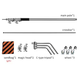 260cm Stainless Photography Tripod C-stand Light Stand 100% Metal 8.53ft With Boom Arm Professional For Photo Studio Softbox